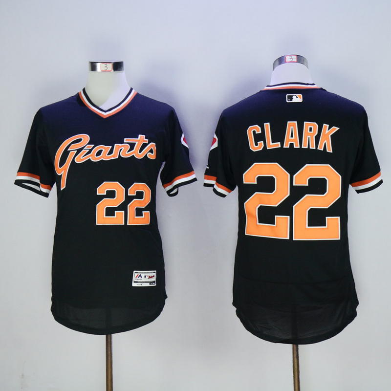 Men San Francisco Giants 22 Clark Black Throwback Elite MLB Jerseys